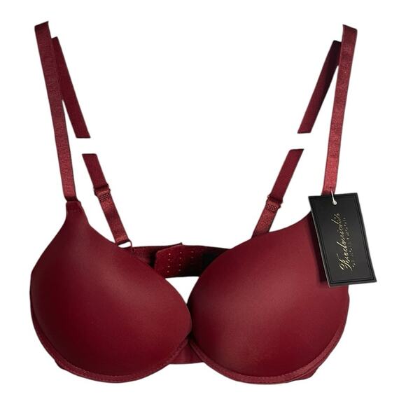 Frederick's of Hollywood Krystal Mega Push Up‎ Bra in Deep Maroon Size 32D NWT - Picture 3 of 12